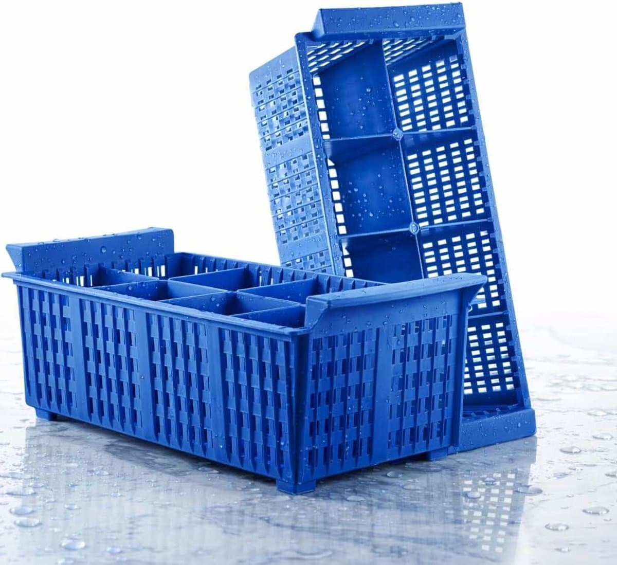 Bestekmanden Vaatwasser - Spoelkorven Horeca - Efficiënt Spoelen - Dubbelpak XXL - 8 Vakken Per Stuk - Blauw — afbeelding 1