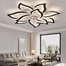10 Sterren Ventilator Lamp - Plafondventilator - Zwart - Smart Lamp - Met Dimmer - 3 Standen Ventilator - Keuken Lamp - Woonkamerlamp - Moderne lamp — thumbnail 2