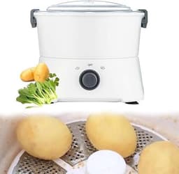 Elektrische Aardappelschiller - Groente Hakker - Keuken Voorbereiding - Eén Knop Bediening - 1 kg Capaciteit - Wit — thumbnail 3