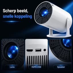 Ryoudavell - Mini Beamer 1080P Full HD Projector - 4K-Ondersteuning - 3000 Lumen - WiFi & Bluetooth - Ingebouwde Speakers - Draagbare Thuisbioscoop - Autofocus — thumbnail 3