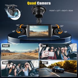 2K Dashcam Auto Voor Achter 4 kanalen, 360 Graden Dashcam 3 Inch met APP, Nachtzicht IR, Loopopname, G-Sensor, parkeerhulp, 24-uurs parkeermodus — thumbnail 4