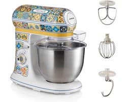 Keukenmachine - Planeetmenger - Bakken en Koken - Krachtige 2400 Watt Motor - 5.5 Liter Cup - Geel Blauw