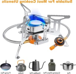 Kampvuurstove voor Buiten, Winddichte Kookbrander 6800W, Opvouwbare Gasbrander voor Kamperen, Hiking en Picknicks met Draagdoos — thumbnail 2