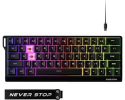 EWEADN DK63 Draadloos & Bedraad Mechanisch Gaming Toetsenbord 60% – RGB Toetsenbord – Rode Switches – Compact Mini Toetsenbord – Anti-Ghosting – Zwart