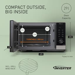 Magnetron Oven - Keukenapparaat - Snel Opwarmen - Inverter Technologie - 29L Inhoud - Zwart RVS — thumbnail 4