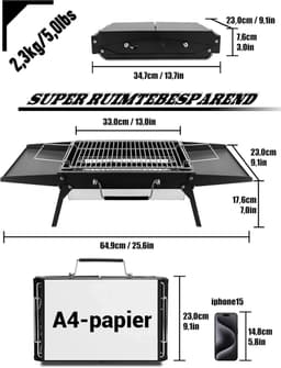 Florixa® Tafel Bbq Houtskool - Weber Bbq -Boretti Bbq - Houtskool - Zwart - 23cm x 35cm x 8cm — thumbnail 2