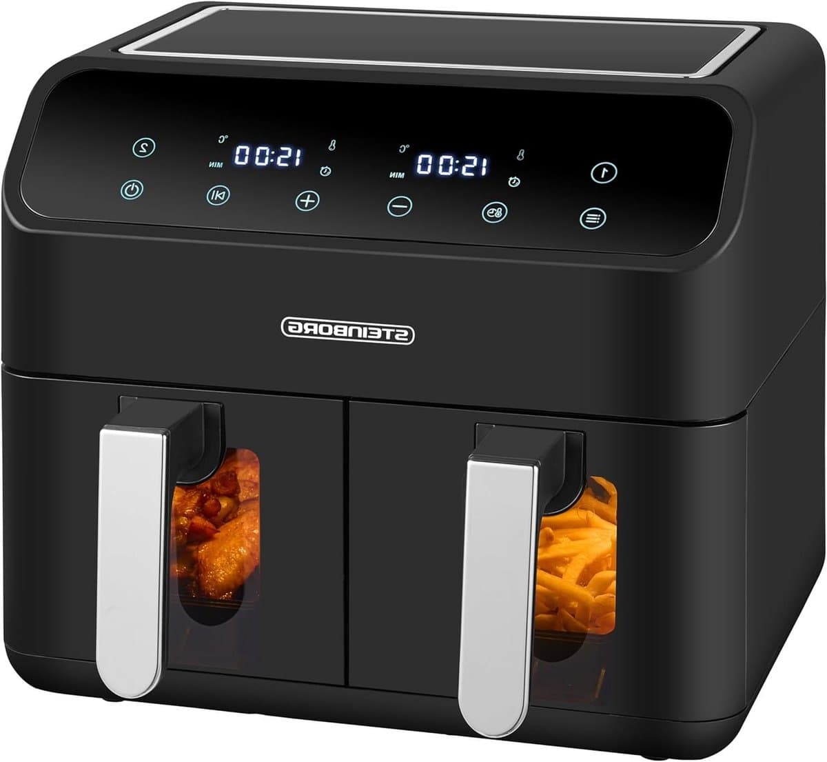 Heteluchtfriteuse Dubbel - Mini Oven - Gezond Koken - Twee Zones - 8 Liter - Zwart — afbeelding 1