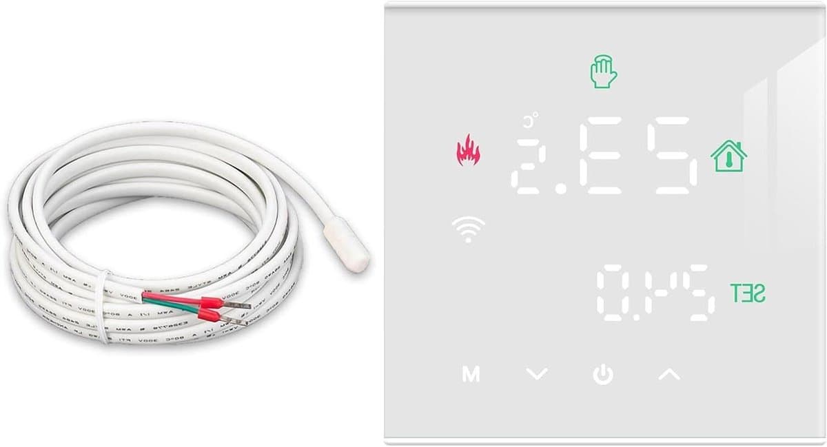 Slimme Wifi Thermostaat - Digitale Verwarming - Vloerverwarming Regelen - App en Spraakbesturing - 16 Ampere - Wit — afbeelding 1