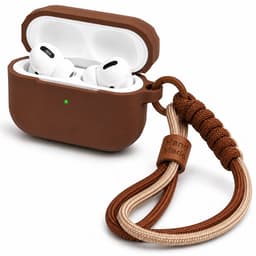 Hoesje Geschikt voor AirPods Pro 3 Gen (2025) – Siliconen Case met Draagkoord – Bruin — thumbnail 1