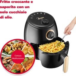 Mini Luchtfriteuse - Heteluchtfriteuse Compact - Gezond Koken - Olievrij Frituren - 2 Liter Capaciteit - Zwart — thumbnail 4