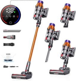 Swiss Haus® CVC2502 Draadloze Steelstofzuiger – 350W – 3-in-1 Vacuum Cleaner – HEPA Filter – LED Display – 40 Min Gebruikstijd – Stofzuiger Zonder Zak – 3 Snelheden - Wandhouder – Goud — thumbnail 1