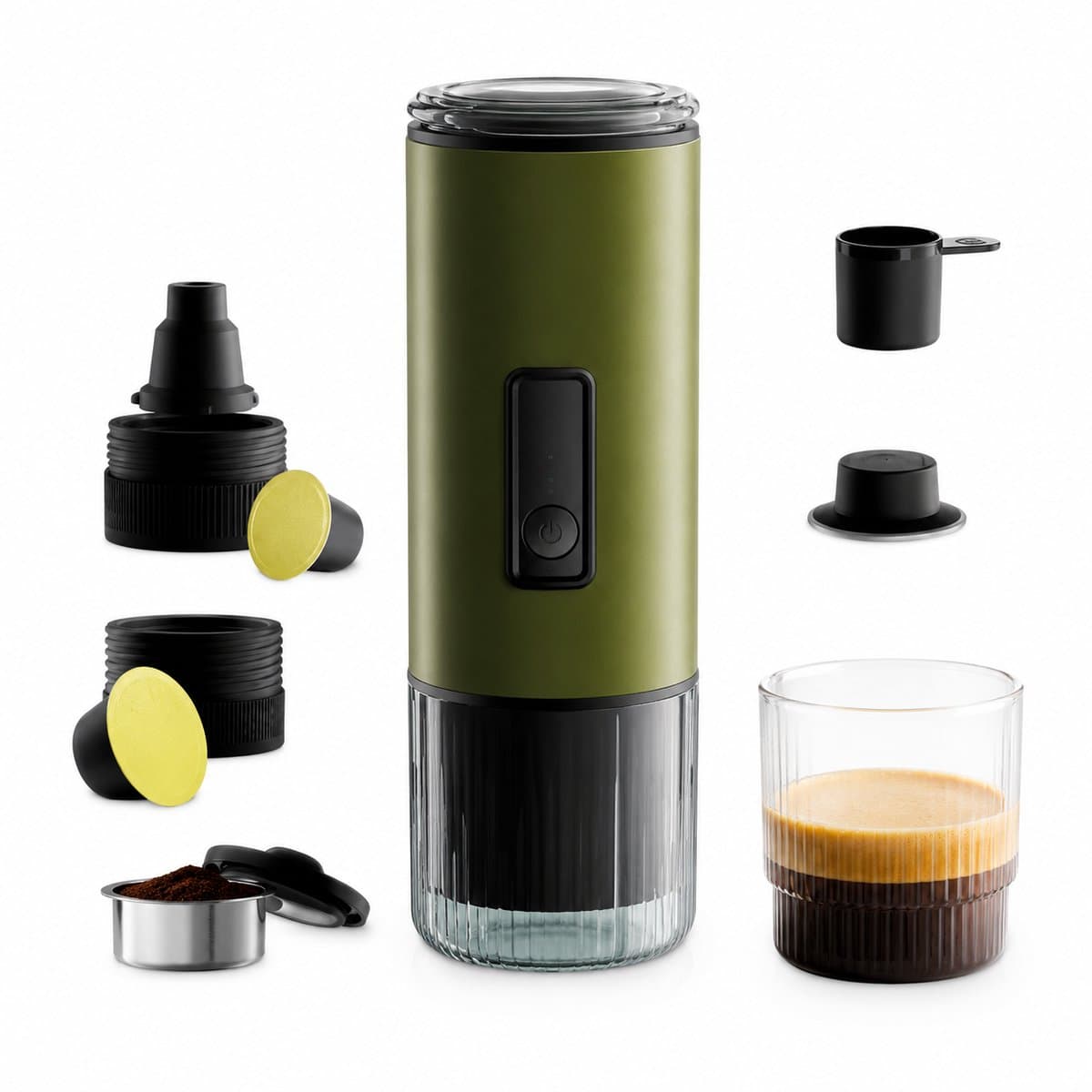 Jurrys koffiezetapparaat - Koffiemachine - Koffieapparaat - Koffiezetter - Draagbaar - Pads en poeder - Compact - 23×8 cm - Groen — afbeelding 1