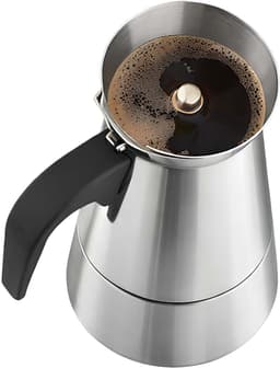 Cheffinger, Italiaans Koffiezetapparaat van RVS 6 Kopjes Inductie Compatibel voor Moka Koffie, Zilver — thumbnail 4