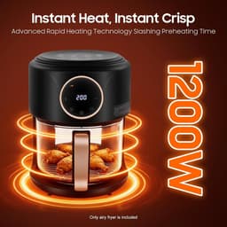 Heteluchtfriteuse - Airfryer - Gezond Koken - Zichtbare Glazen Mand - 42 Liter - Zwart — thumbnail 4