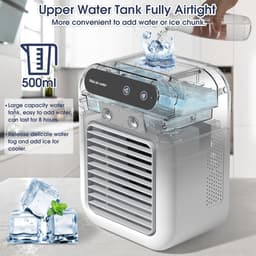 Ventilator - Tafelventilator - Mini-airconditioners - 25 W oplaadbare draagbare AC-unit, persoonlijke koelventilator met 2 snelheden & 2 koelspraystanden – Kleine airconditioner voor slaapkamer, kantoor en buiten — thumbnail 5