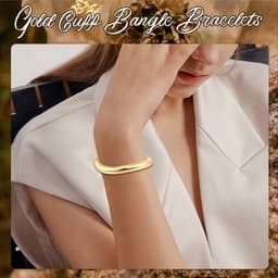 Set van 2 damesarmbanden van roestvrij staal in goud en zilver, elegante sieraden met stevige pasvorm, perfect als cadeau voor mama, vriendin of dochter — thumbnail 2