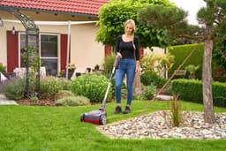 Accu Mulchmaaier - Elektrische Grasmaaier - Gazon Onderhoud - Ecologische Mulchfunctie - 22 cm maaibreedte - Grijs Zilver Rood — thumbnail 3