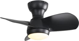 Plafondventilator Met Lamp - 3 ABS Bladen - Ø 23 inch - Dimbare lamp met 3 lichtstanden - Met Afstandsbediening - LED's Light - Zwart — thumbnail 1