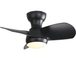 Plafondventilator Met Lamp - 3 ABS Bladen - Ø 23 inch - Dimbare lamp met 3 lichtstanden - Met Afstandsbediening - LED's Light - Zwart