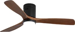Plafondventilator Met Lamp - Stille ventilator - 3 Hout Bladen - Ø 52 inch - Dimbare lamp met 3 lichtstanden - 6 standen voor de windkracht - Met Afstandsbediening - LED's Light - Zwart — thumbnail 1