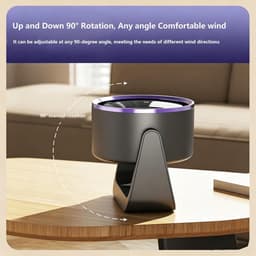 VHV-Mini-Bureauventilator - 2-in-1 Tafelventilator met Lamp - USB-Gevoede Luchtcirculator met Wandmontage - Stille Kleine Ventilator voor Thuis, Kantoor en Studentenkamer — thumbnail 3
