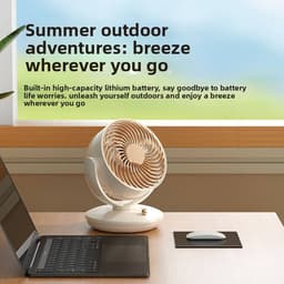 KZQ Drie Snelheden Usb Desktop Ventilator Met Ingebouwde 1800mAh Batterij - Stille Biomimetic Ventilator Met 140° Kantelhoek En Automatische Oscillatie - Draagbaar Voor Thuis Kantoor En Kamperen - Groen — thumbnail 5