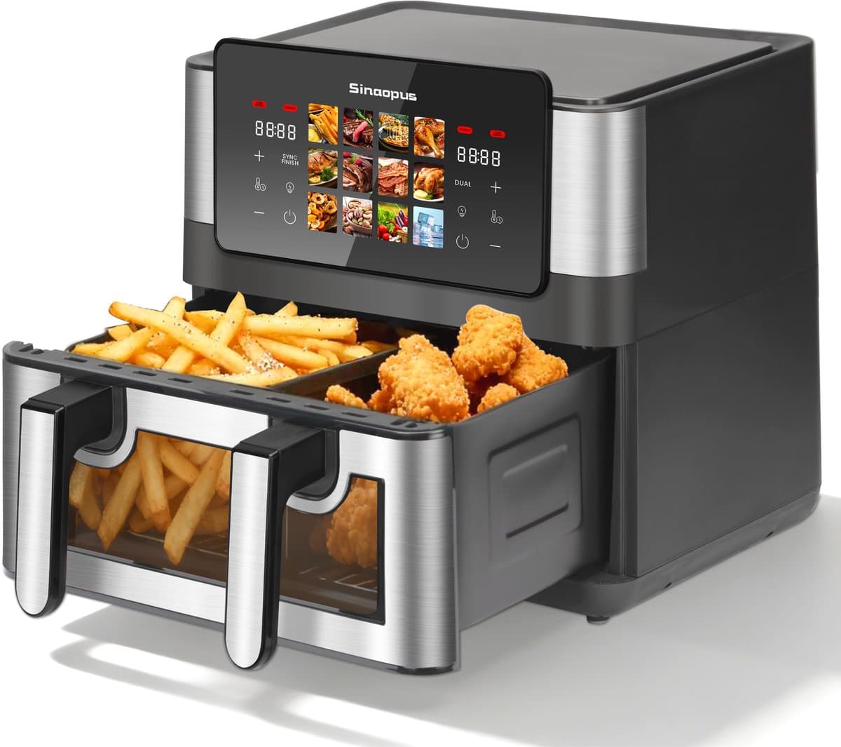 Sinaopus XXL Airfryer 8.5L 905A – Met Dubbele Mand – 12 Kookprogramma’s – Onafhankelijke Snelle Opwarming – Geschikt voor Gezinnen – Kijkvenster – Eenvoudig te Reinigen – Capaciteit voor 4 tot 5 Personen — afbeelding 1