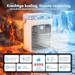 SNJY® Mobiele Airco Zonder Afvoer - Mobiele Airco voor Slaapkamer - Luchtkoeler - Aircooler - 2 Bevochtigingsniveaus - 3 Windsnelheden - 1L - Wit/Grijs — thumbnail 2