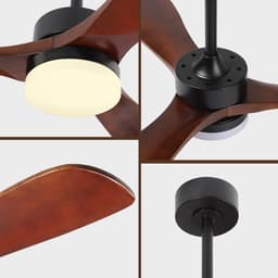 Rosnek Plafondventilator met Verlichting - Ø 106cm - Massief Houten Bladen - Stille DC Motor - App & Afstandsbediening - Dimbare LED - Zomer en Winterstand - Slaapkamer/Woonkamer — thumbnail 5