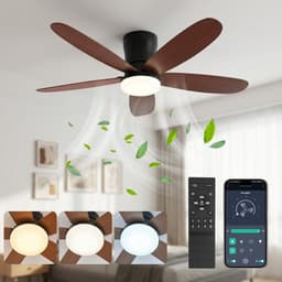 Rosnek Plafondventilator met Verlichting - Ø106 cm - Dubbelzijdige Bladen (Zwart/Walnoot) - Stille DC Motor - App & Afstandsbediening - Dimbare LED - 6 Snelheden - Slaapkamer — thumbnail 1