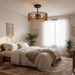 Plafondventilator met verlichting | 50 cm | plafond ventilatoren | 3 lichts | LED | zwart bruin transparant | kunststof rotan | moderne functionele design verlichting — thumbnail 3