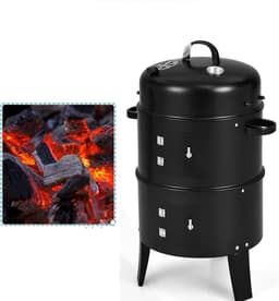 Drie-in-één houtskoolbarbecue met ingebouwde thermometer precieze temperatuurregeling veelzijdig grillen roken en braden geschikt voor tuin terras kamperen en buitenkoken voor gezin en vrienden — thumbnail 3