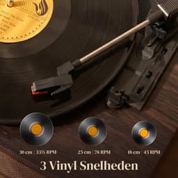 Vika Platenspeler - Met Bluetooth en Speakers - Vintage platenspeler - LP Speler - Bruin en Zwart - Draaitafel voor Vinyl - Met Hout — thumbnail 2
