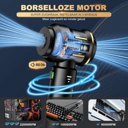 Draadloze Handstofzuiger - Mini Stofzuiger - Auto en Huis - 4-in-1 Blazen Zuigen - 6000mAh Batterij - Zwart — thumbnail 5