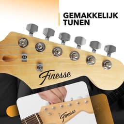 Finesse Elektrische Gitaar met Versterker - met Videocursus - Gitaar - Volwassenen - Kind - Zwart — thumbnail 2