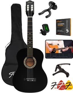 Finesse Akoestische Gitaar - met Videocursus - Nylon Snaren - Klassieke Gitaar - Spaanse Gitaar - Kind - Volwassenen - Zwart — thumbnail 1