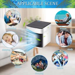 Mini Aircooler – USB Luchtkoeler met Bevochtiger – 375ml Watertank – 3 Snelheden – Draagbaar – voor Bureau & Slaapkamer — thumbnail 5
