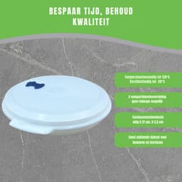 QUOVO® Magnetron Bord - Magnetron Bakjes met Deksel - Magnetron Bord met Deksel - Wit - 21cm x 21cm x 4cm — thumbnail 5