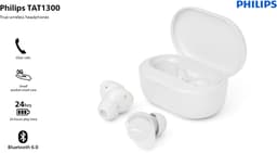PHILIPS TAT1300WT - True Wireless Oordopjes - Bluetooth 6.0 - Tot 24 Uur Batterijduur - IPX4 Waterbestendig - Wit — thumbnail 3