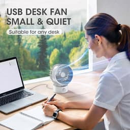 USB Bureauventilator - Sterke luchtstroom - Traploos verstelbaar - Extra stil - USB-aansluiting - Draagbaar - Thuis, kantoor en slaapzaal — thumbnail 4