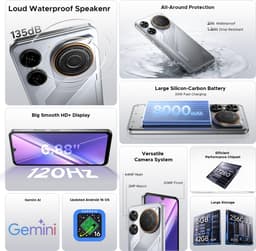 Robuuste smartphone - DOOGEE M30 - Telefoon 2026 - 6,88" 120Hz - 48GB RAM - 256GB ROM - 8000 mAh - Android 16 - IP68 waterdicht - 135dB spreker - GPS,NFC,OTG,FM - Oranje — thumbnail 2