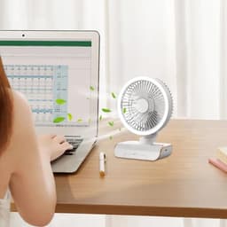 Circulating Fan - Remote Control Wall Fan | Rocks Left & Right, 5 Wind Speeds, 2 Speed Lights for Bedside Table, Shelf, Living Room — thumbnail 3