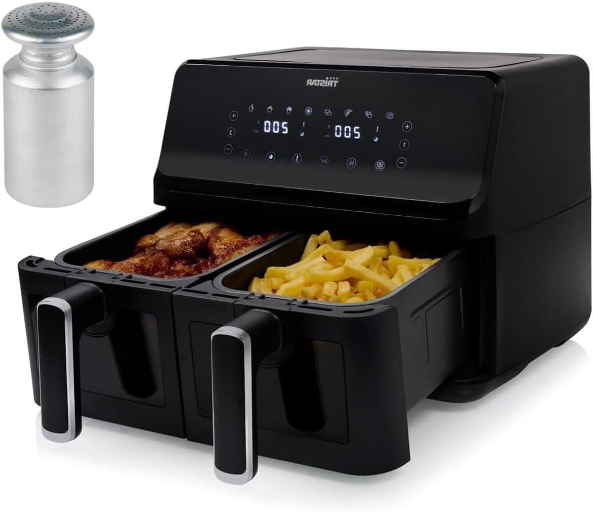 Digitale Heteluchtfriteuse - Dubbele Mand Airfryer - Gezond Koken - Dubbele Manden - 8 Liter - Zwart — afbeelding 1