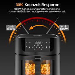 Hetelucht Friteuse - Airfryer XXL - Gezond Koken - Groot Kijkvenster - 9 Liter - Zwart — thumbnail 3