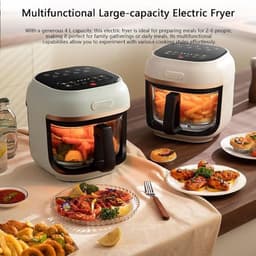 Verticale luchtfriteuse - Digitale oven - Gezond koken - Zichtbaar glas - 4 liter - Groen — thumbnail 3