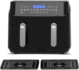 Dubbele Heteluchtfriteuse - Airfryer XXL - Gezond Frituren - Twee Apart Gestuurde Manden - 9 Liter - Zwart — thumbnail 4
