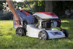 Benzine Grasmaaier - Tuinmaaier Motor - Gazon Onderhoud - Krachtige 4-takt Motor - 42 cm Snijdbreedte - Grijs — thumbnail 4