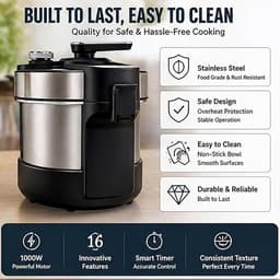 Keukenmachine - Fufu machine - Afrikaanse gerechten maken - 6-in-1 functie - 6L capaciteit - Zilver — thumbnail 4