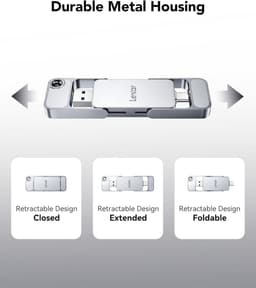 Externe SSD - Draagbare Opslag - Snelle Data Overdracht - Dubbele Connectoren - 1TB Capaciteit - Zilver — thumbnail 2