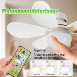 Pelor Plafondventilator met Verlichting E27 - LED Ventilatorlamp met Afstandsbediening - 3 Snelheden - 52 Inch - Wit — thumbnail 5